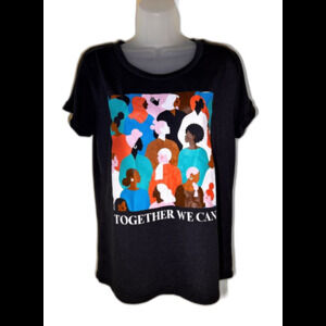 Vintage Fifth Sun Women’s Black Graphic T-Shirt “Together We Can” Size M
